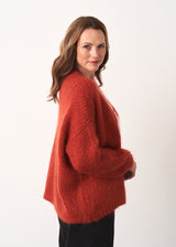 Rust red chunky knit cardigan