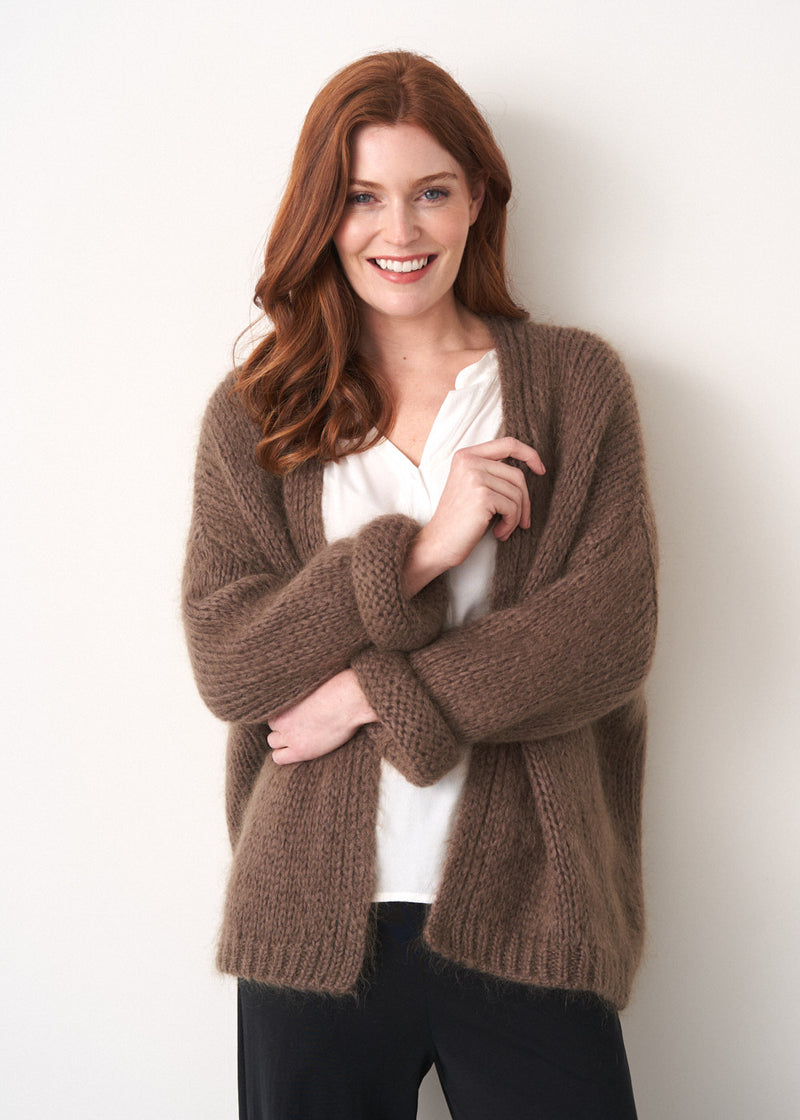 Dark brown chunky knit cardigan