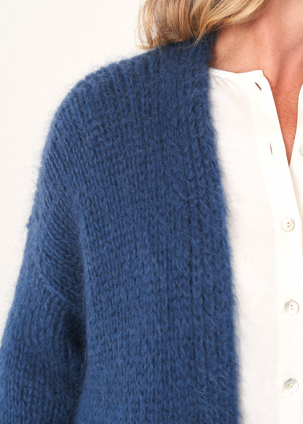 Blue chunky knit oversized cardigan