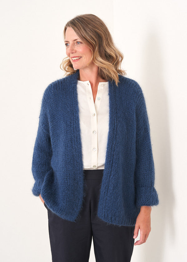 Blue chunky knit oversized cardigan