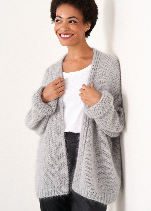 Grey chunky knit cardigan