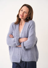 DINA CHUNKY KNIT CARDIGAN - LAVENDER