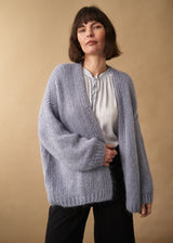 Dusky lavender chunky oversized knit cardigan