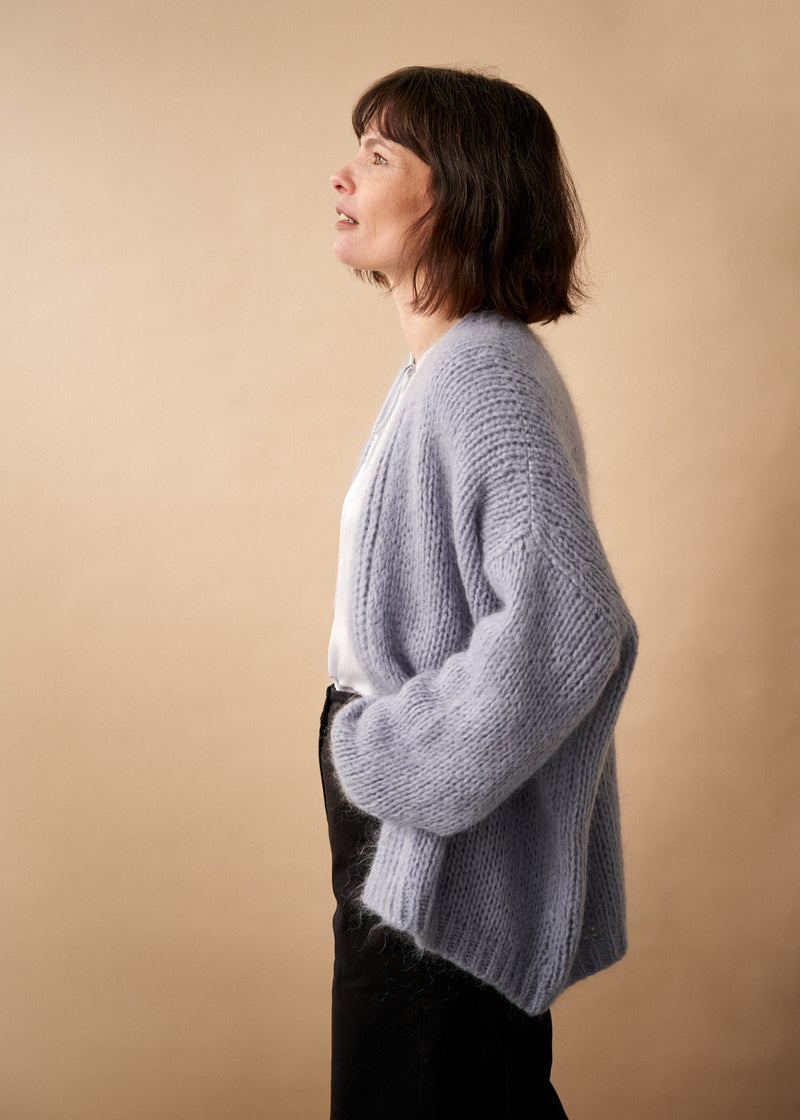 Dusky lavender chunky oversized knit cardigan