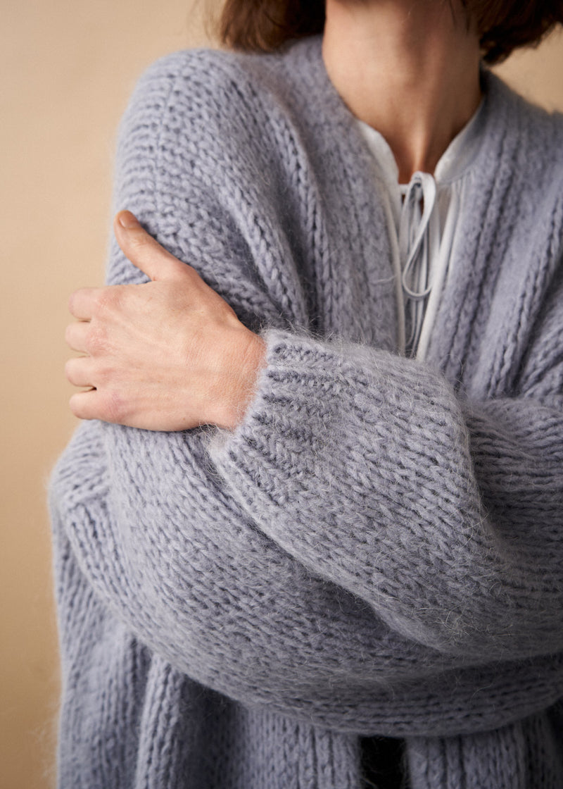 Dusky lavender chunky oversized knit cardigan