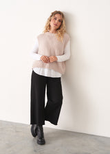 black wide leg raw hem cotton trousers