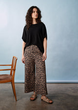 Wide leg leopard print trousers