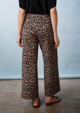 Wide leg leopard print trousers