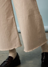 Oatmeal wide leg cotton trousers