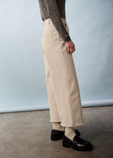 Oatmeal wide leg cotton trousers