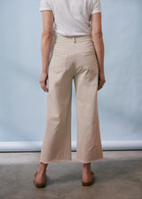 Oatmeal wide leg cotton trousers