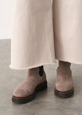 Oatmeal wide leg cotton trousers