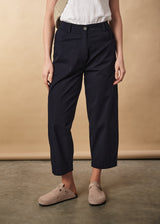 Dark blue stretch cotton balloon leg trousers