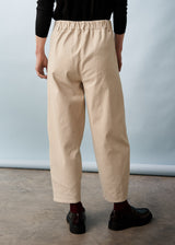 Oatmeal soft barrel leg cotton trouser