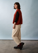 Oatmeal soft barrel leg cotton trouser