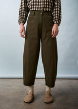 Dark green barrel leg trousers