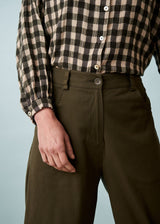 Dark green barrel leg trousers