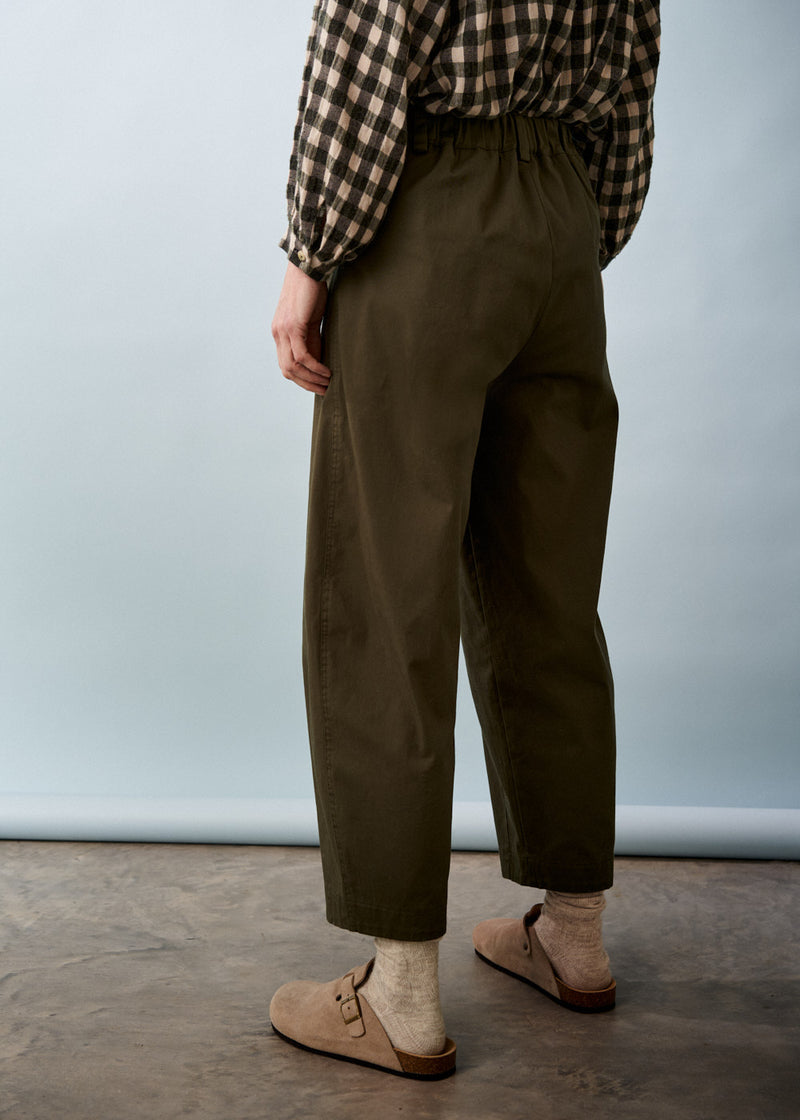 Dark green barrel leg trousers