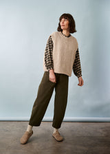 Dark green barrel leg trousers