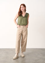 Oatmeal pale stripe trousers