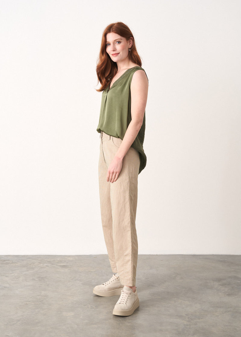 Oatmeal pale stripe trousers