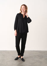 ELSIE 1/2 BUTTON SILK MIX SHIRT