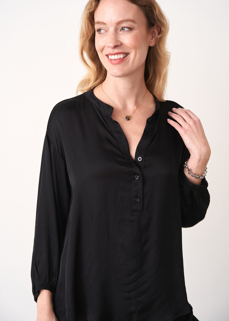 ELSIE 1/2 BUTTON SILK MIX SHIRT