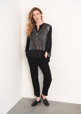 ELSIE 1/2 BUTTON SILK MIX SHIRT