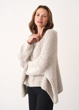 Oversized white boucle jumper