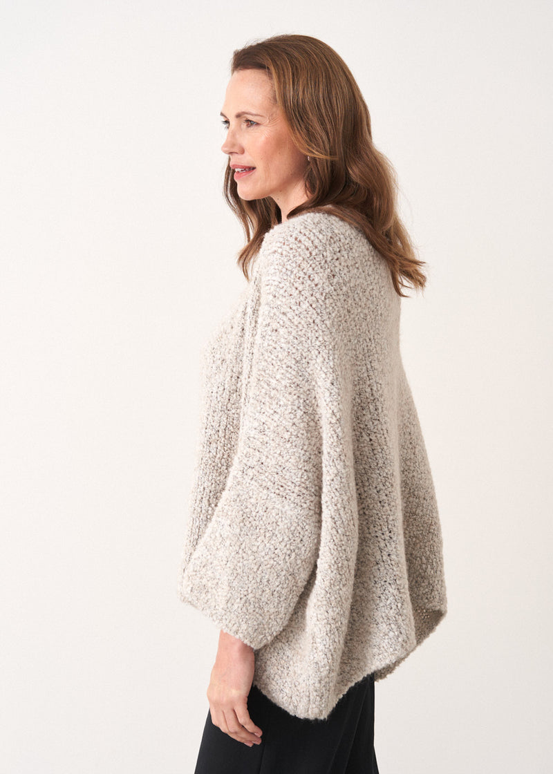 Oversized white boucle jumper