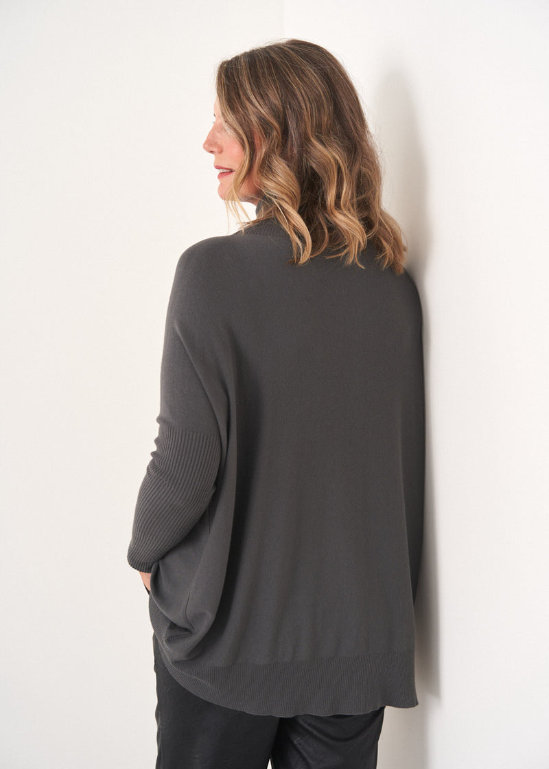 Grey roll neck long sleeve jumper