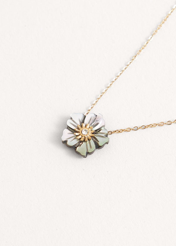 Grey floral pendant necklace