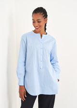 Longline light blue cotton shirt