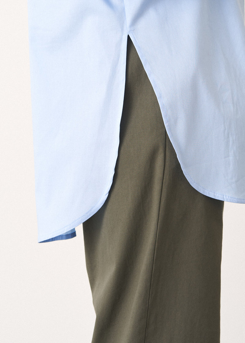 Longline light blue cotton shirt