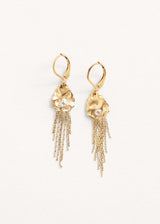 Gold tassel earrings with diamante detail