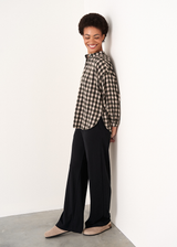 Black long leg jersey flared trousers