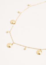 Gold chain with small round crystal pendants 