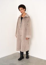 HARPER FAUX FUR COAT - GREIGE