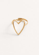 Gold hammered heart ring