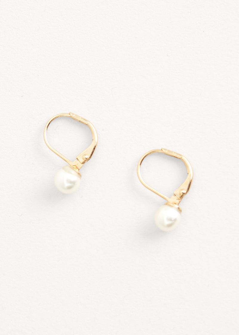 Gold hoop earrings with white pearl