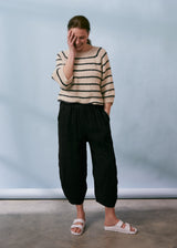 Black barrel leg linen trousers