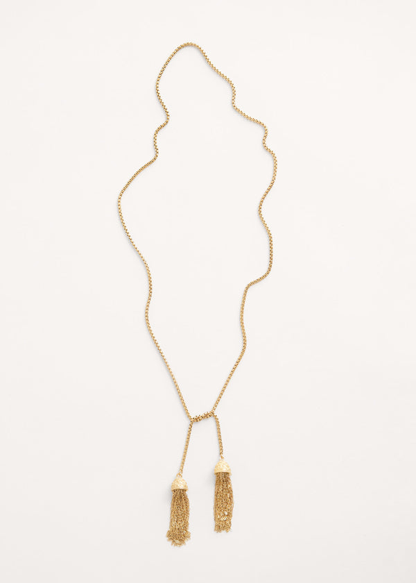 Gold chain tassel necklace