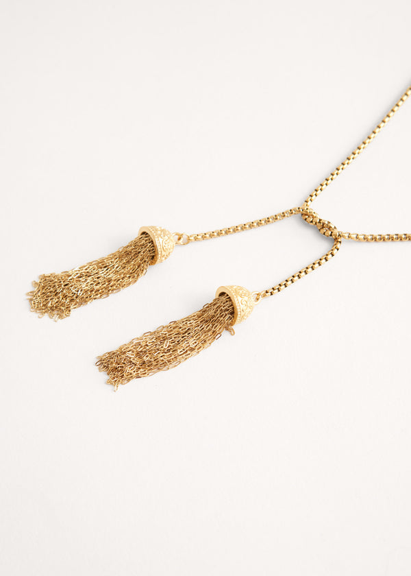 Gold chain tassel necklace