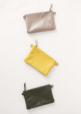 Light bronze leather clutch bag