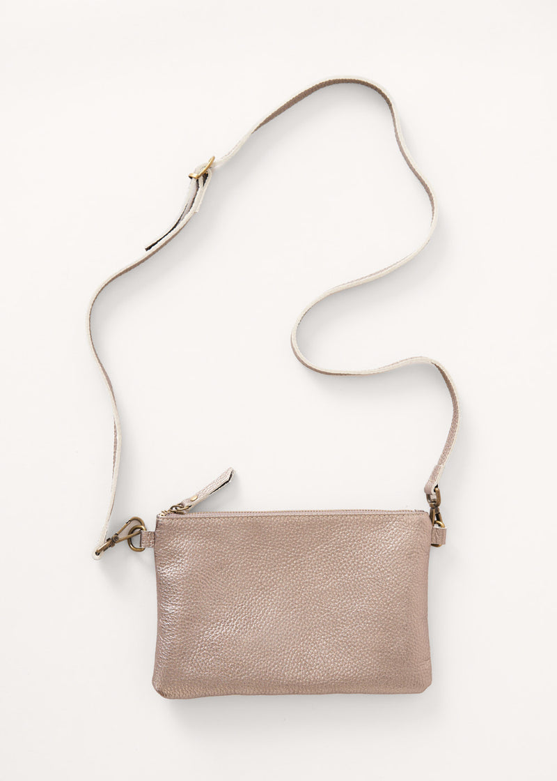 Light bronze leather clutch bag