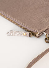 Light bronze leather clutch bag