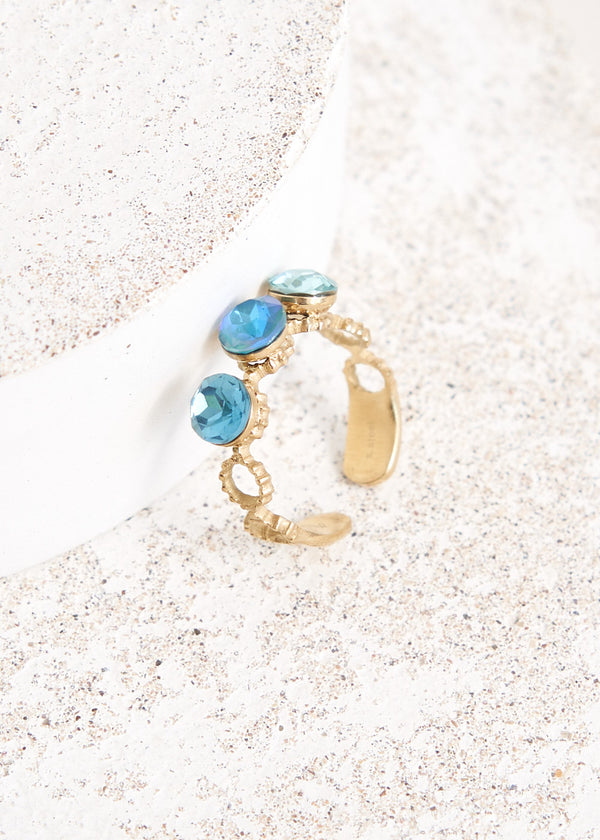 Gold and blue stone ring