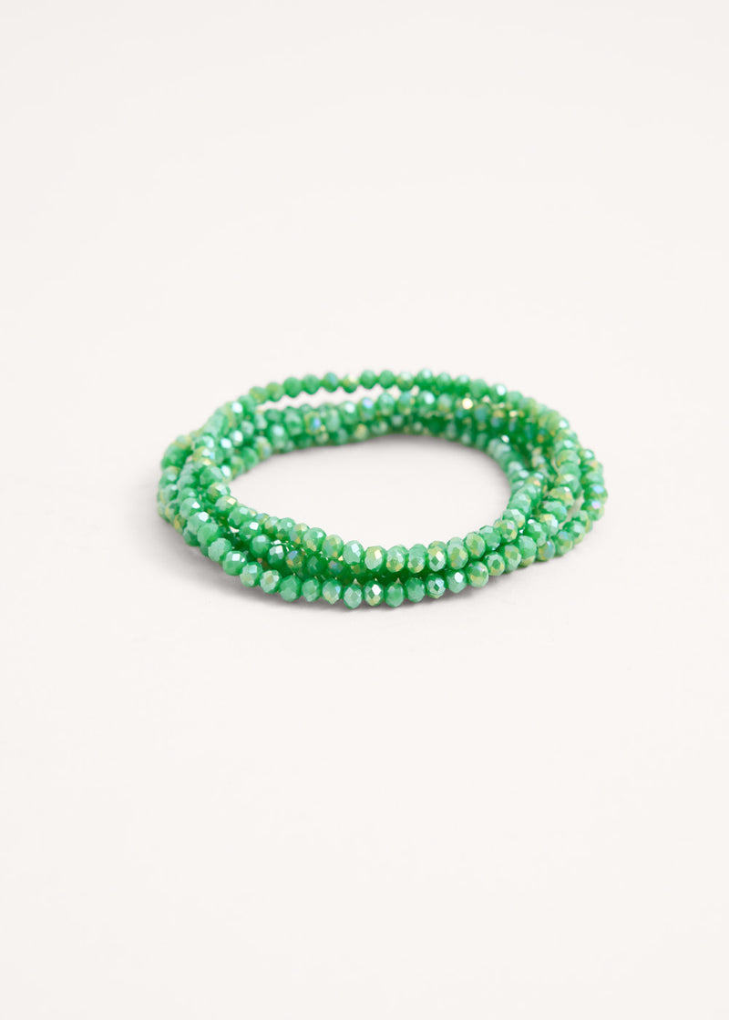 Bright green crystal bead necklace