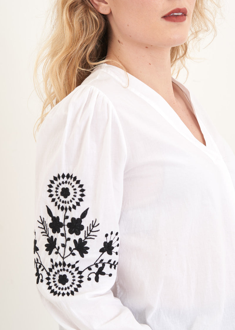 KAT EMBROIDERED SLEEVE SHIRT