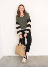 IRIS STRIPE SWEATER - KHAKI